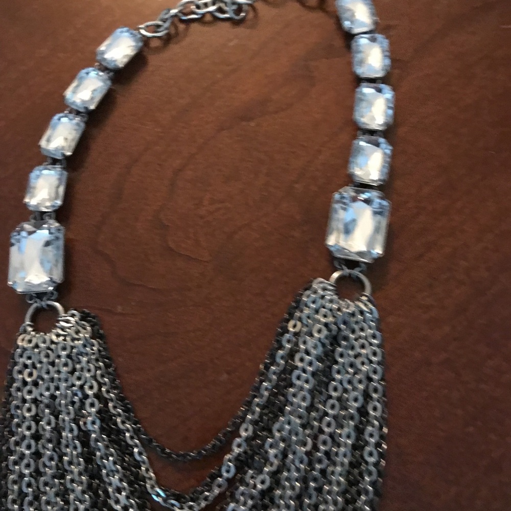 Statement Multistrand Silvertone Necklace - image 4